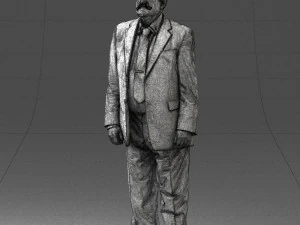 grandfather with mustache in dark jacket 0392 3D Model