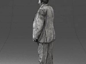 grandfather with mustache in dark jacket 0392 3D Model