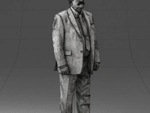 grandfather with mustache in dark jacket 0392 3D Model