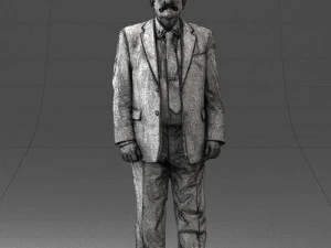 grandfather with mustache in dark jacket 0392 3D Model
