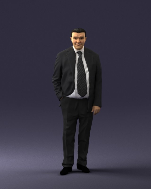 man in suit with dark tie 0391 3Dモデル .c4d .max .obj .3ds .fbx .stl .blend 