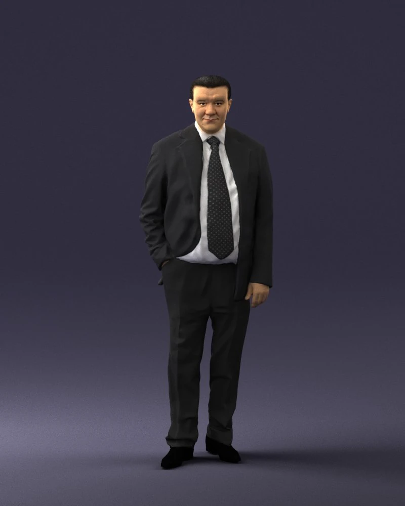 man in suit with dark tie 0391 3d print ready 3D Print Model .c4d .max .obj .3ds .fbx .stl .blend 