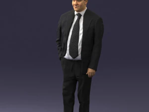 man in suit with dark tie 0391 3d print ready 3D Print Model