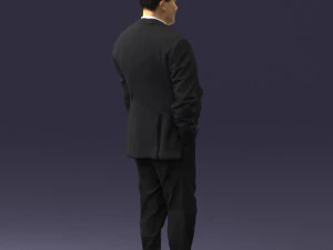 man in suit with dark tie 0391 3d print ready 3D Print Model