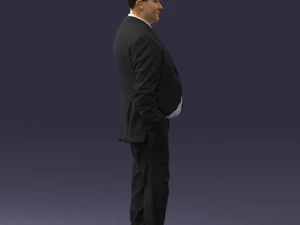 man in suit with dark tie 0391 3d print ready 3D Print Model