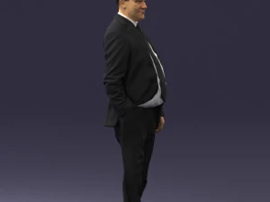 man in suit with dark tie 0391 3d print ready 3D Print Model