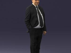 man in suit with dark tie 0391 3d print ready 3D Print Model