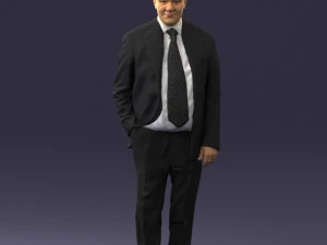 man in suit with dark tie 0391 3d print ready 3D Print Model