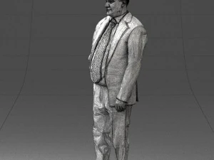 man in suit with dark tie 0391 3d print ready 3D Print Model