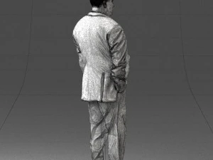 man in suit with dark tie 0391 3d print ready 3D Print Model