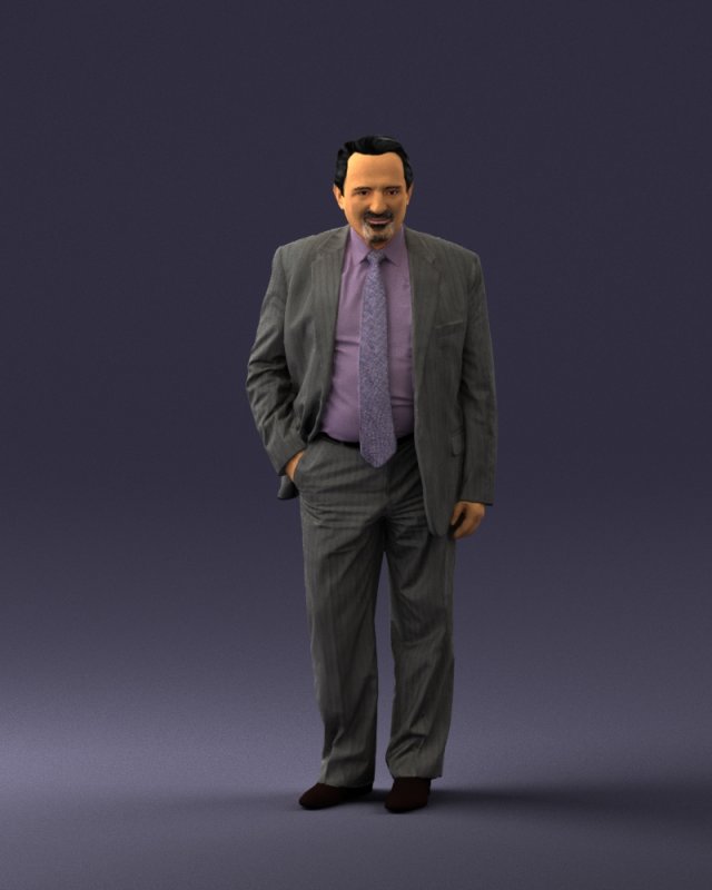 man with beard in silver suit 0389 Modello 3D .c4d .max .obj .3ds .fbx .stl .blend 