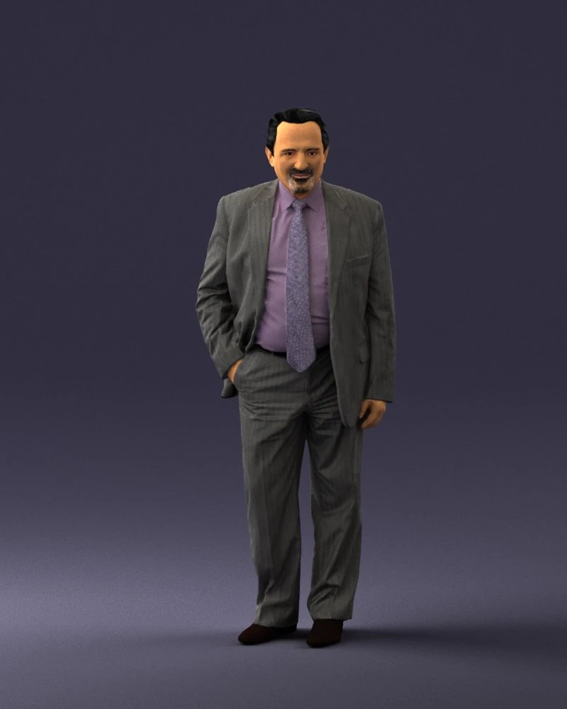 man with beard in silver suit 0389 3D Model .c4d .max .obj .3ds .fbx .stl .blend