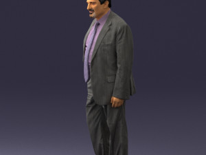 man with beard in silver suit 0389 Modello 3D