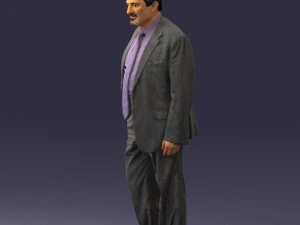 man with beard in silver suit 0389 3D Model