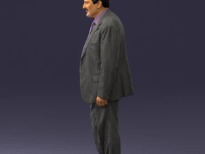 man with beard in silver suit 0389 3D Model