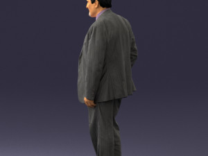 man with beard in silver suit 0389 Modello 3D