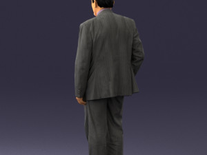 man with beard in silver suit 0389 Modello 3D
