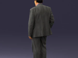 man with beard in silver suit 0389 3D Model