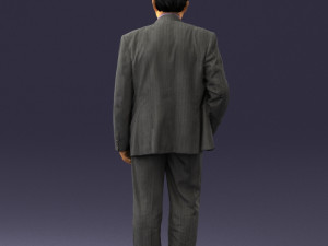man with beard in silver suit 0389 Modello 3D