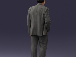 man with beard in silver suit 0389 Modello 3D