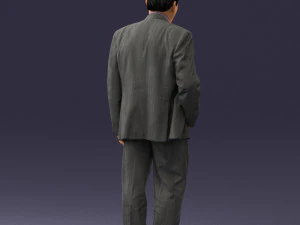man with beard in silver suit 0389 3D Model