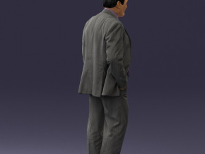 man with beard in silver suit 0389 Modello 3D