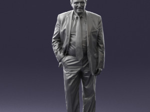 man with beard in silver suit 0389 Modello 3D