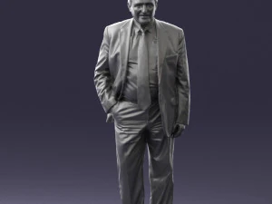 man with beard in silver suit 0389 3D Model
