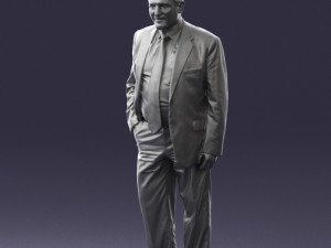 man with beard in silver suit 0389 Modello 3D