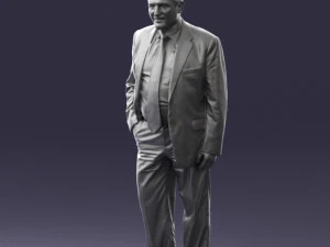 man with beard in silver suit 0389 3D Model