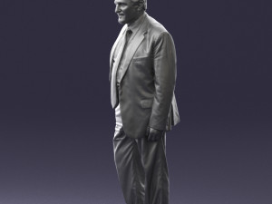 man with beard in silver suit 0389 Modello 3D
