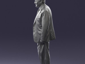 man with beard in silver suit 0389 Modello 3D