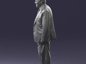 man with beard in silver suit 0389 3D Model