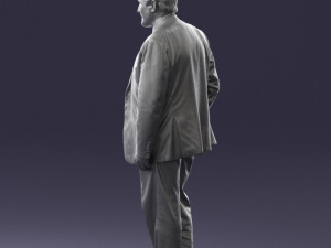man with beard in silver suit 0389 Modello 3D