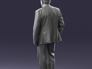 man with beard in silver suit 0389 Modello 3D