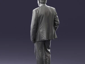 man with beard in silver suit 0389 3D Model