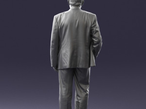 man with beard in silver suit 0389 Modello 3D