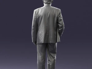 man with beard in silver suit 0389 3D Model