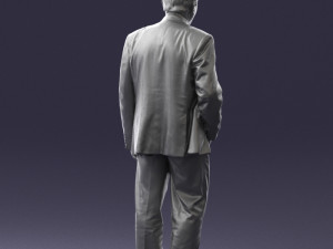 man with beard in silver suit 0389 Modello 3D