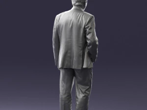 man with beard in silver suit 0389 3D Model