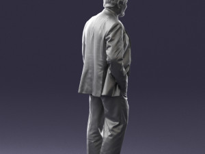man with beard in silver suit 0389 Modello 3D