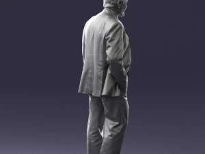 man with beard in silver suit 0389 3D Model