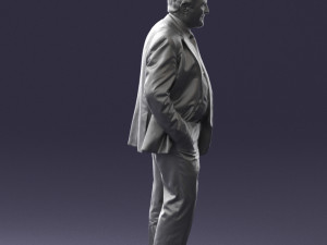 man with beard in silver suit 0389 Modello 3D