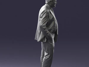 man with beard in silver suit 0389 3D Model
