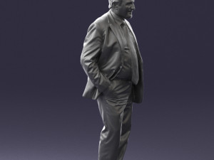 man with beard in silver suit 0389 Modello 3D