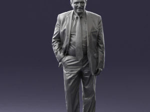 man with beard in silver suit 0389 3D Model