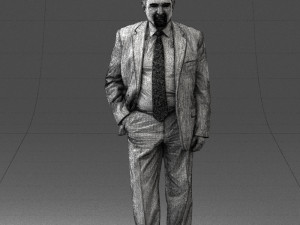 man with beard in silver suit 0389 Modello 3D
