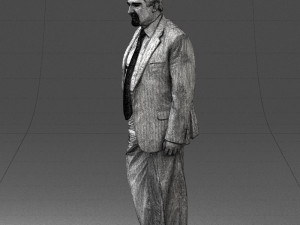 man with beard in silver suit 0389 Modello 3D