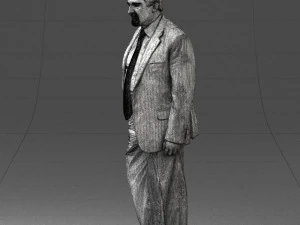 man with beard in silver suit 0389 3D Model