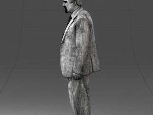 man with beard in silver suit 0389 Modello 3D